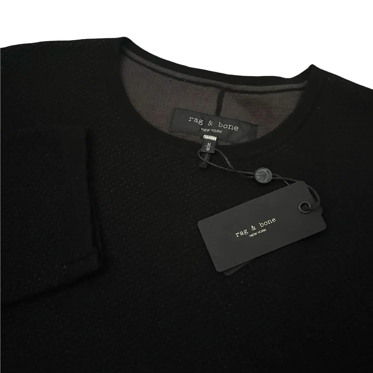 Rag Bone Black Wool Blend Crewneck Bennet Sweater Mens Size Medium
