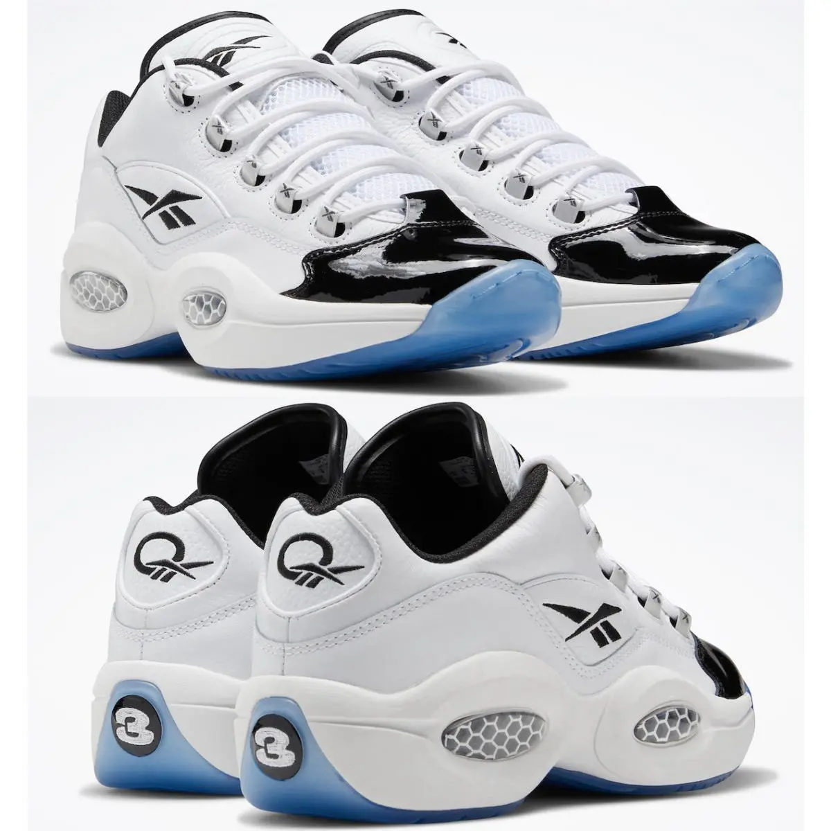 Unisex Reebok Question Low Patent Toe Sneakers Men`s Women`s Shoes