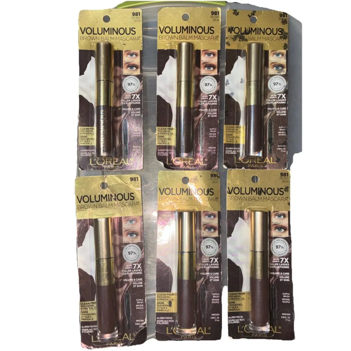 X6 L’oreal Loreal Voluminous Brown Balm Mascara Brown 981 by L'Oréal