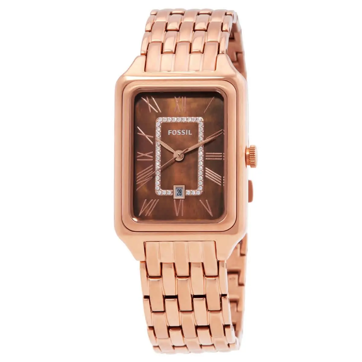 Fossil Raquel Quartz Ladies Watch ES5323 - White, Dial: Mother of Pearl, Band: Rose Gold-tone