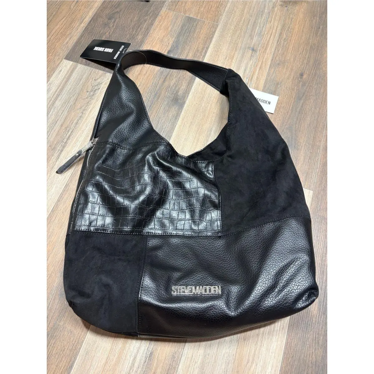 Steve Madden Bcarey Hobo Bag Black Multi Suede Patchwork
