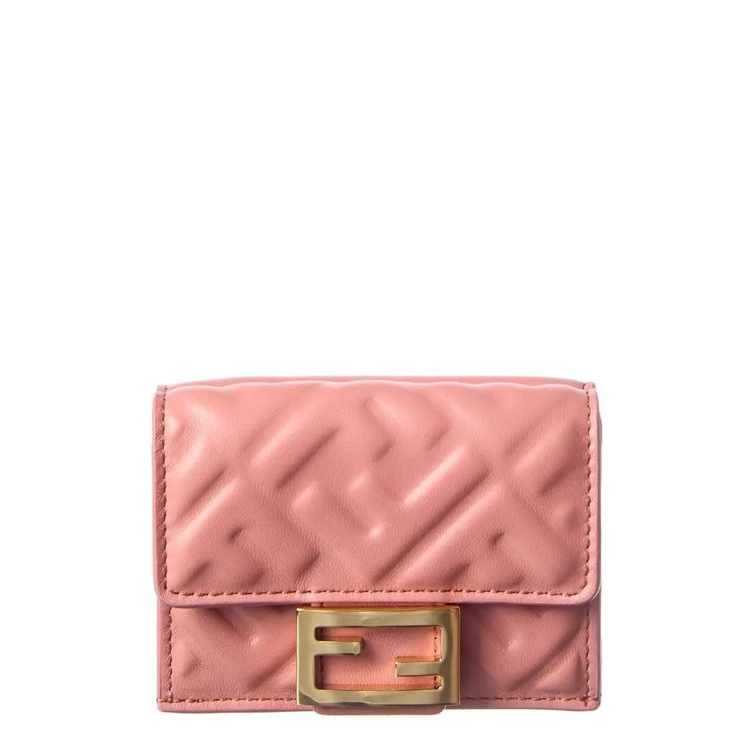 Fendi Micro Trifold Leather Wallet Women`s Pink