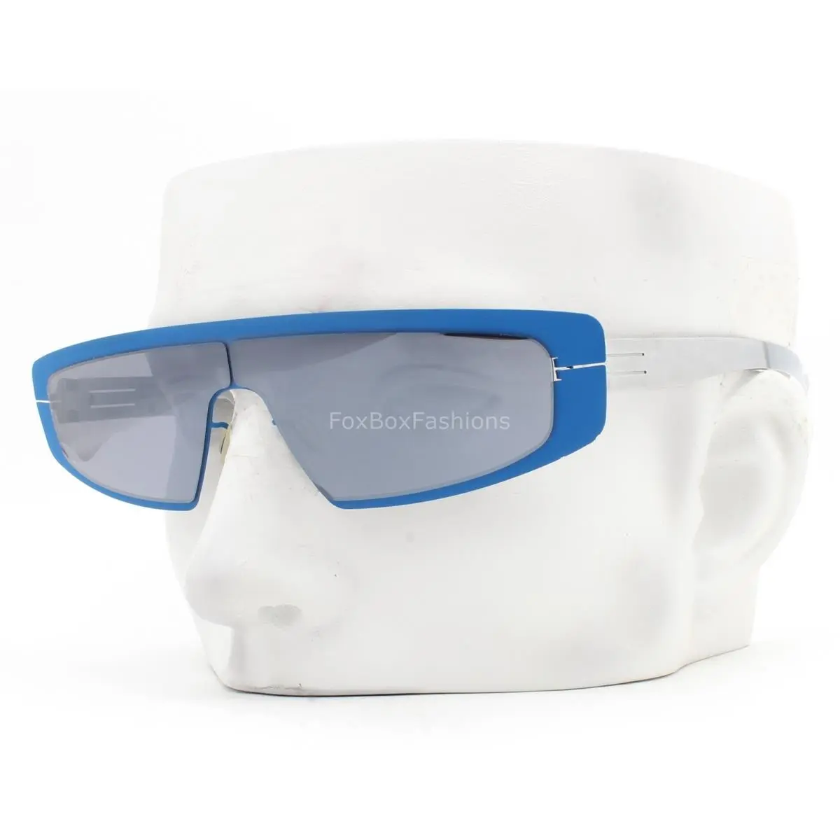 Ic Berlin Laser Sunglasses Glasses Matte Ultra Blue on Silver with Pouch