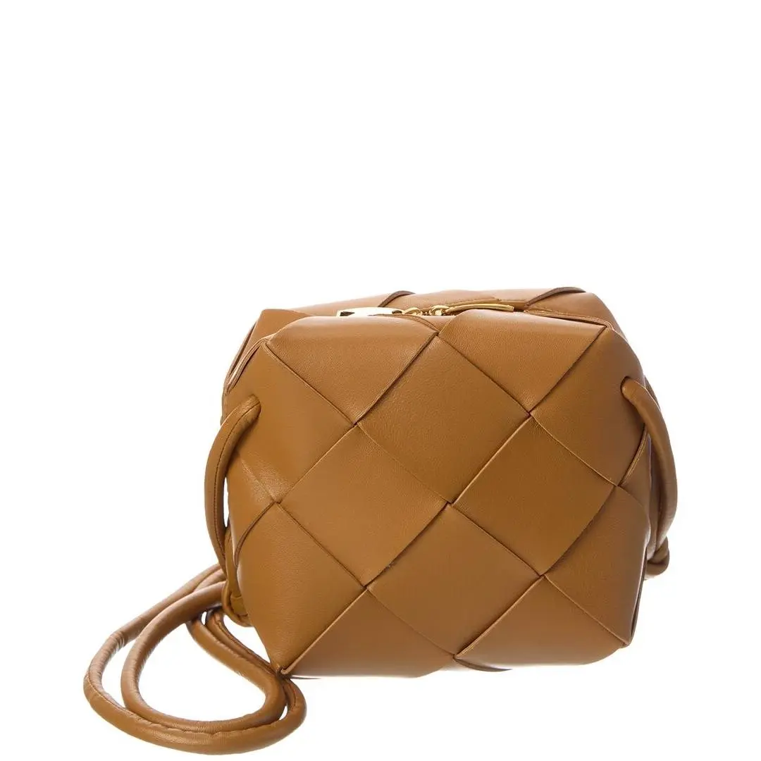 Bottega Veneta Cassette Mini Intrecciato Leather Camera Bag Women`s Brown