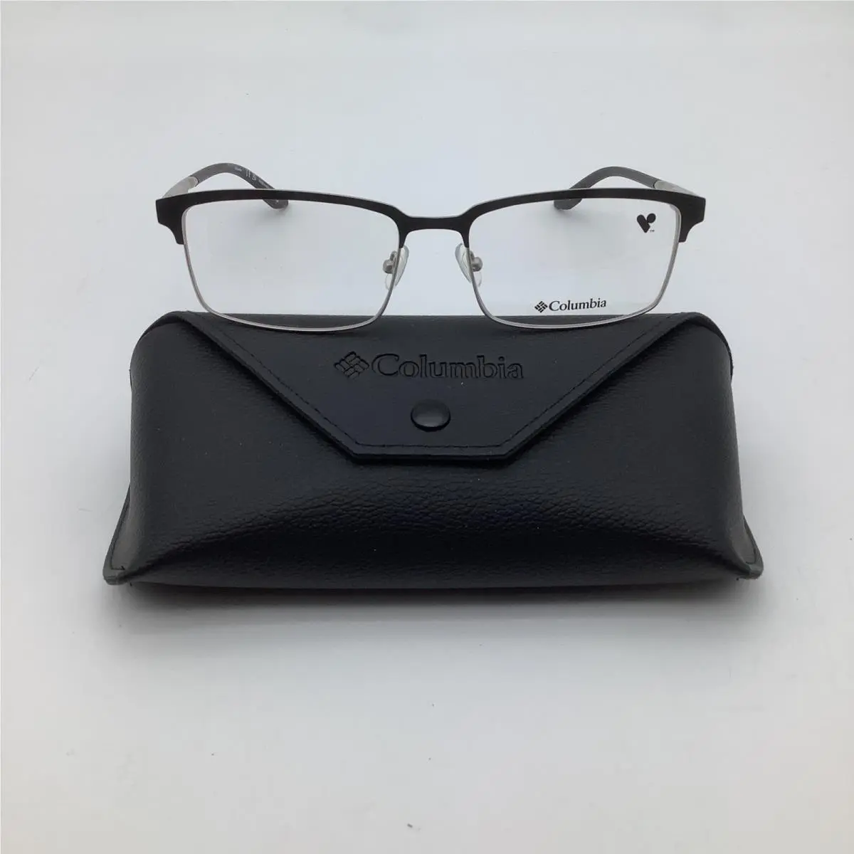 Columbia C3016 N Satin Black Silver Rectangle Semi Rimless Eyeglasses Frames