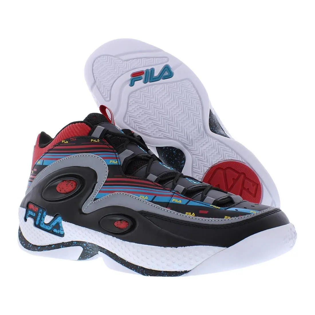 Fila Grant Hill 3 Mens Shoes Size 7 Color: Black/capri Breeze/fila Red