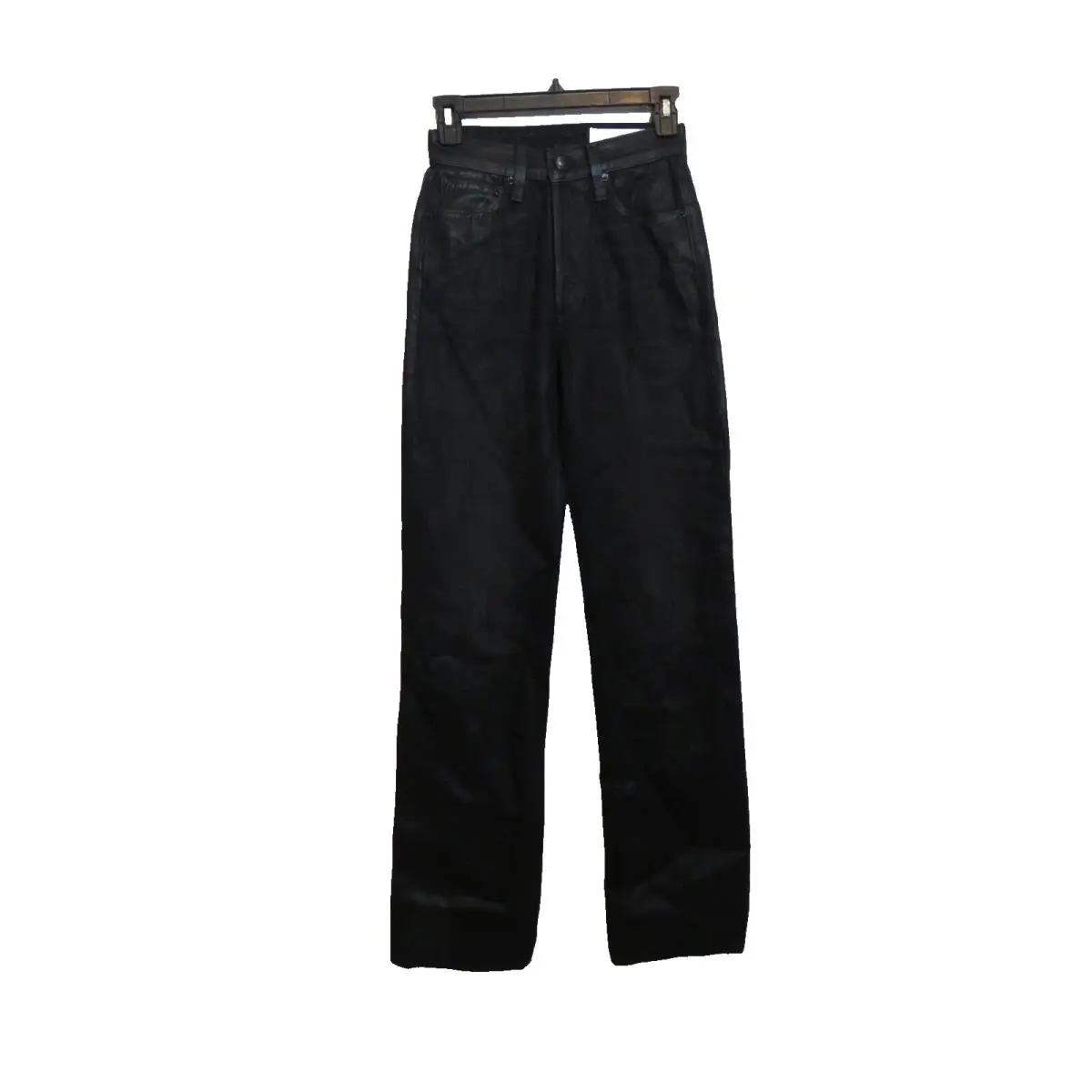 Rag Bone Size 23 Alex Straight Leg Jeans Black High Rise Coated