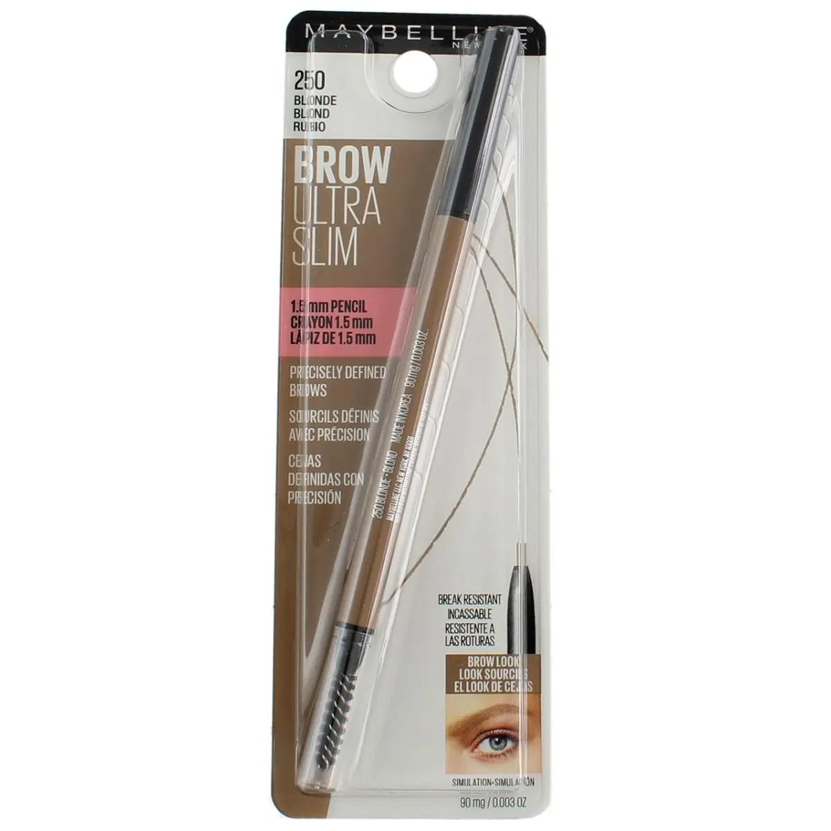 6 Pack  Brow Ultra Slim Eyebrow Definer Pencil Blonde 250 0.003 oz by Maybelline