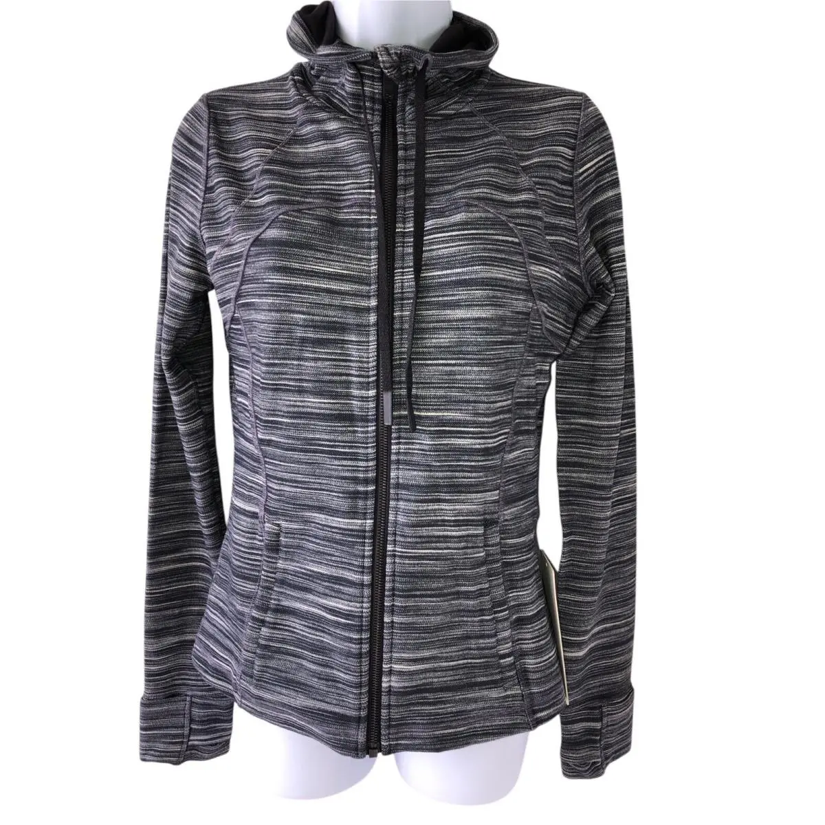 Lululemon Hooded Define Jacket Nulu Size 8 Heathered Black/white