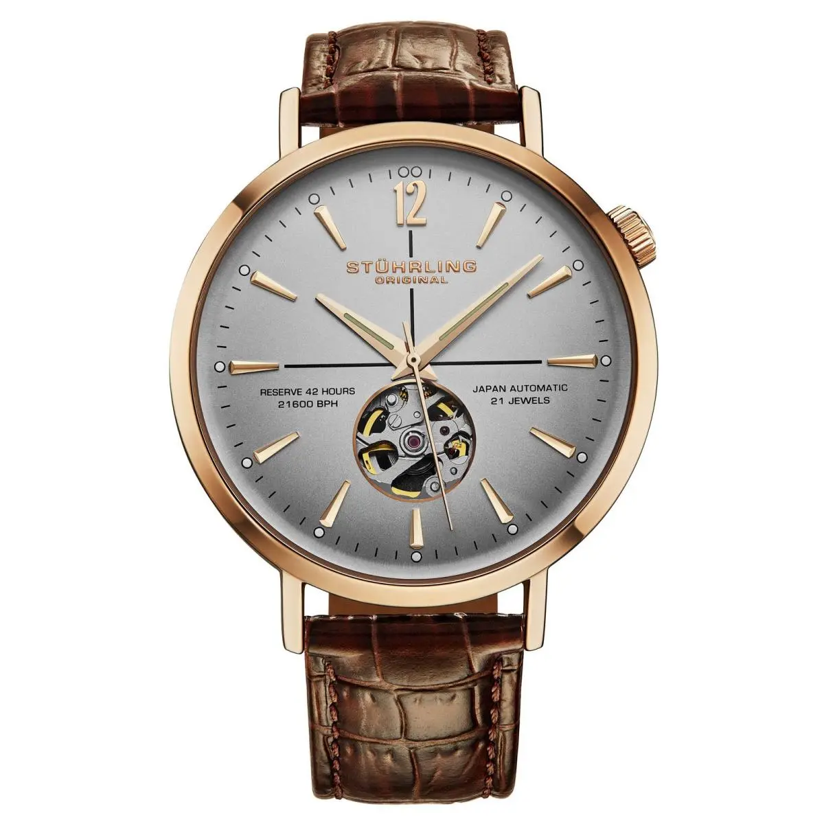 Stuhrling Quasar Skeleton Automatic 42mm Stainless Steel 44mm Wristwatch 1021.07