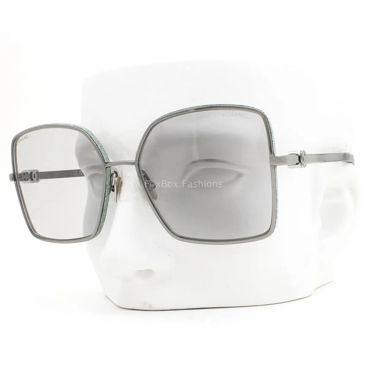 Chanel Sunglasses ch4288Q 108/87 Gunmetal on Teal Denim Light Gray Lens /case