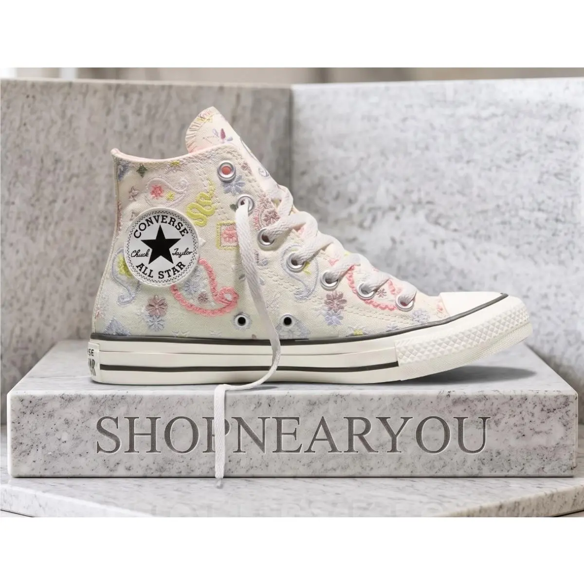 Converse Chuck Taylor All Star Embroidered Paisley Pop Womens High Top Sneakers - Ivory