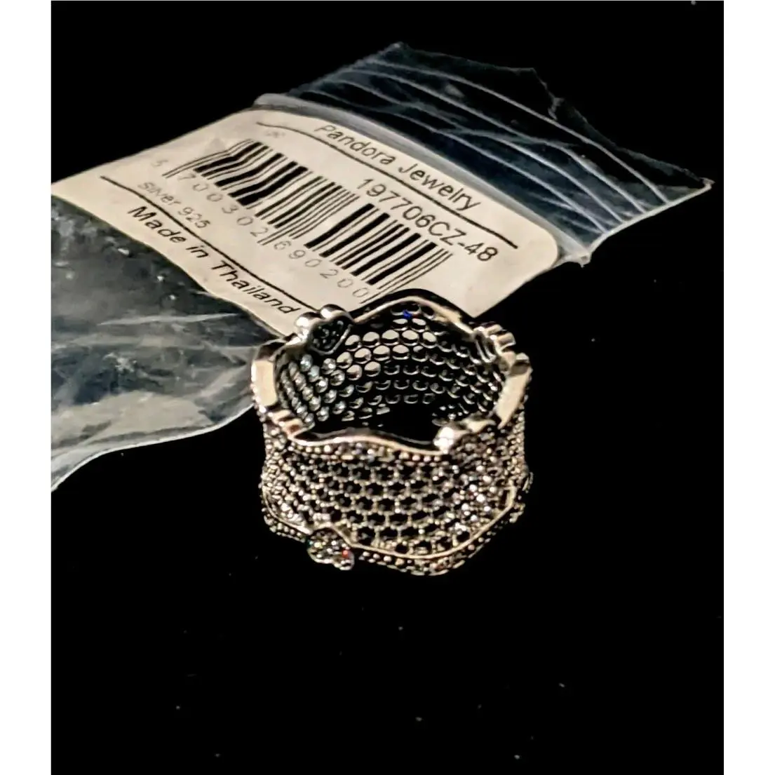 Pandora Lace Of Love Wide Band Ring Clear Zirconia 4.5