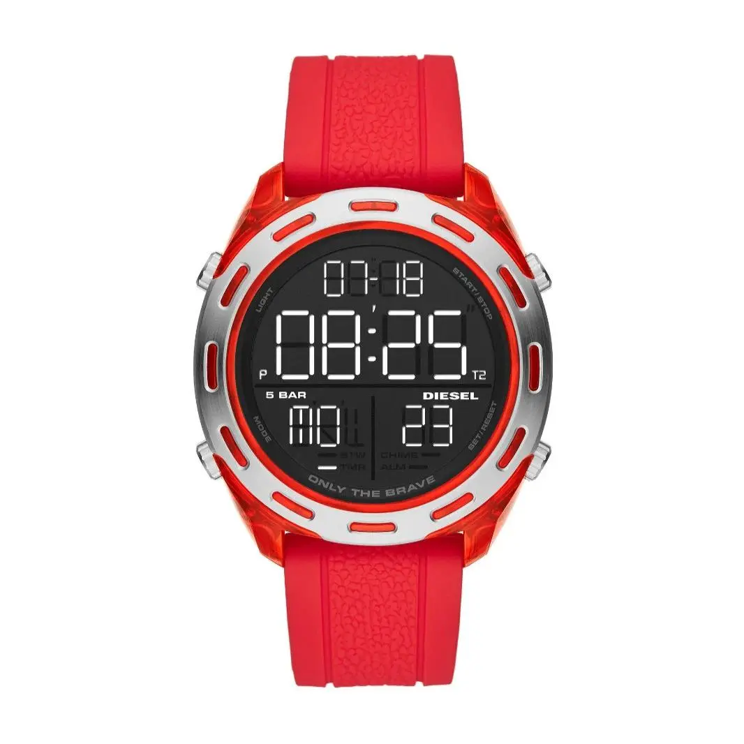 Diesel Crusher DZ1900 Digital Men`s Watch Red Silicone Strap