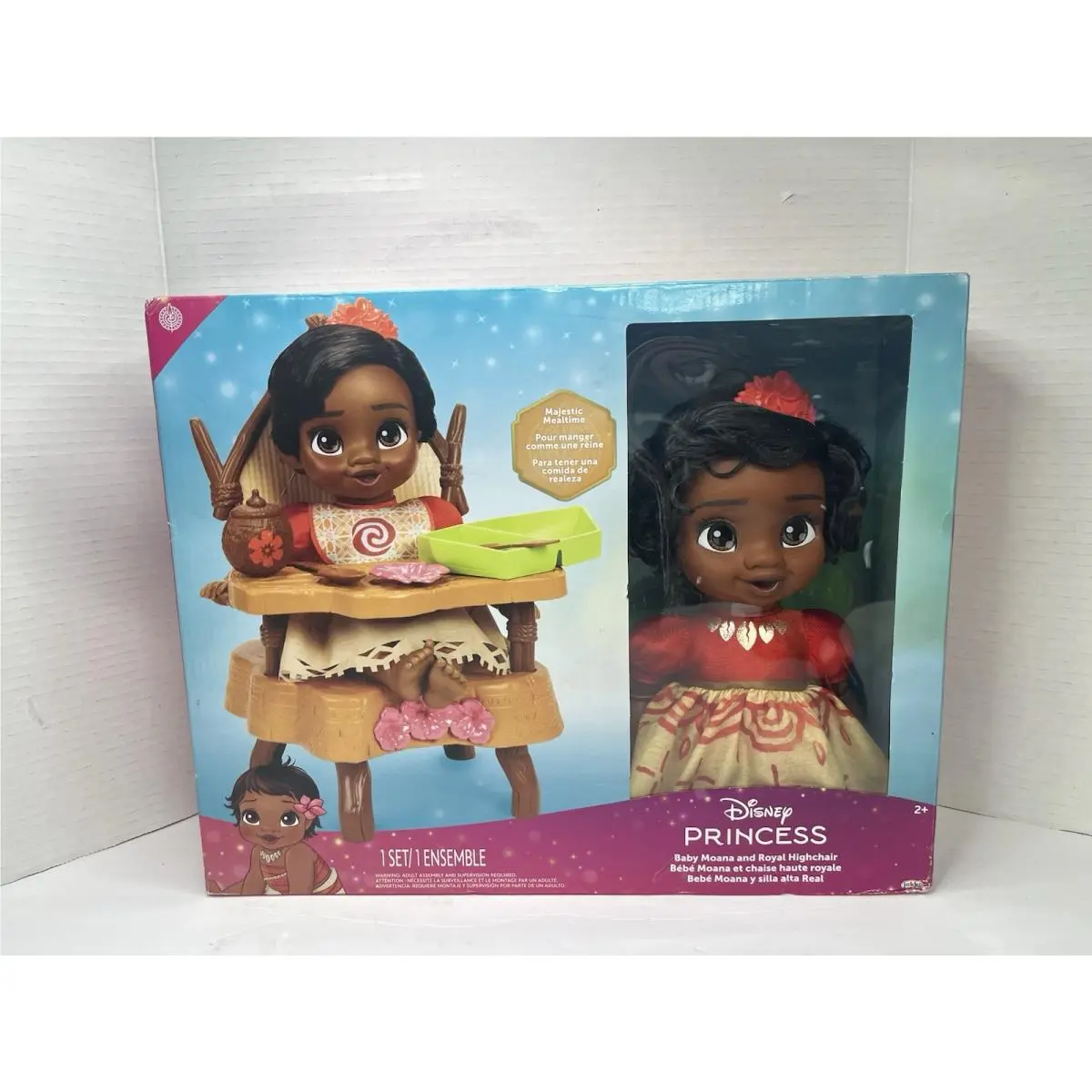 Disney Moana Baby Doll Playset Royal Highchair 6 Pieces Packaging