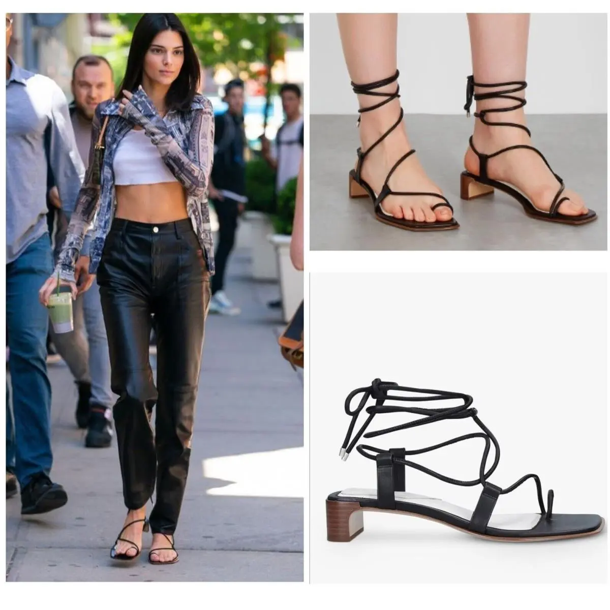 Rag Bone Cindy Leather Tie Heel Sandal In Black Size: 38 US 8
