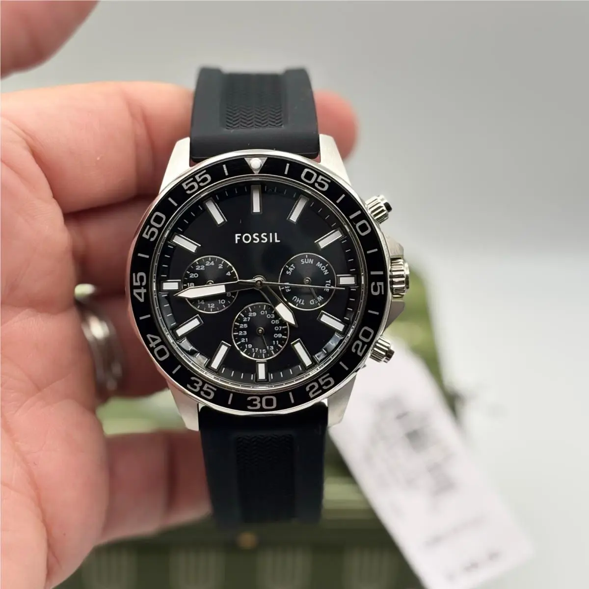 Fossil Bannon BQ2494 Mens 45mm Black Silicone Black Dial Multifunction