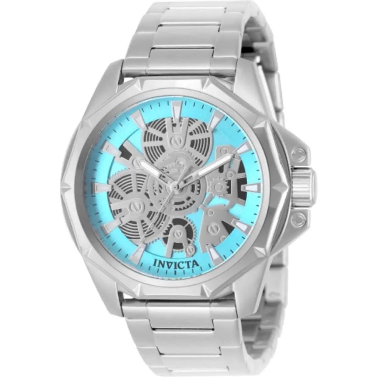 Invicta Men`s Watch Objet D Art Blue Skeleton Dial Silver Bracelet 50379