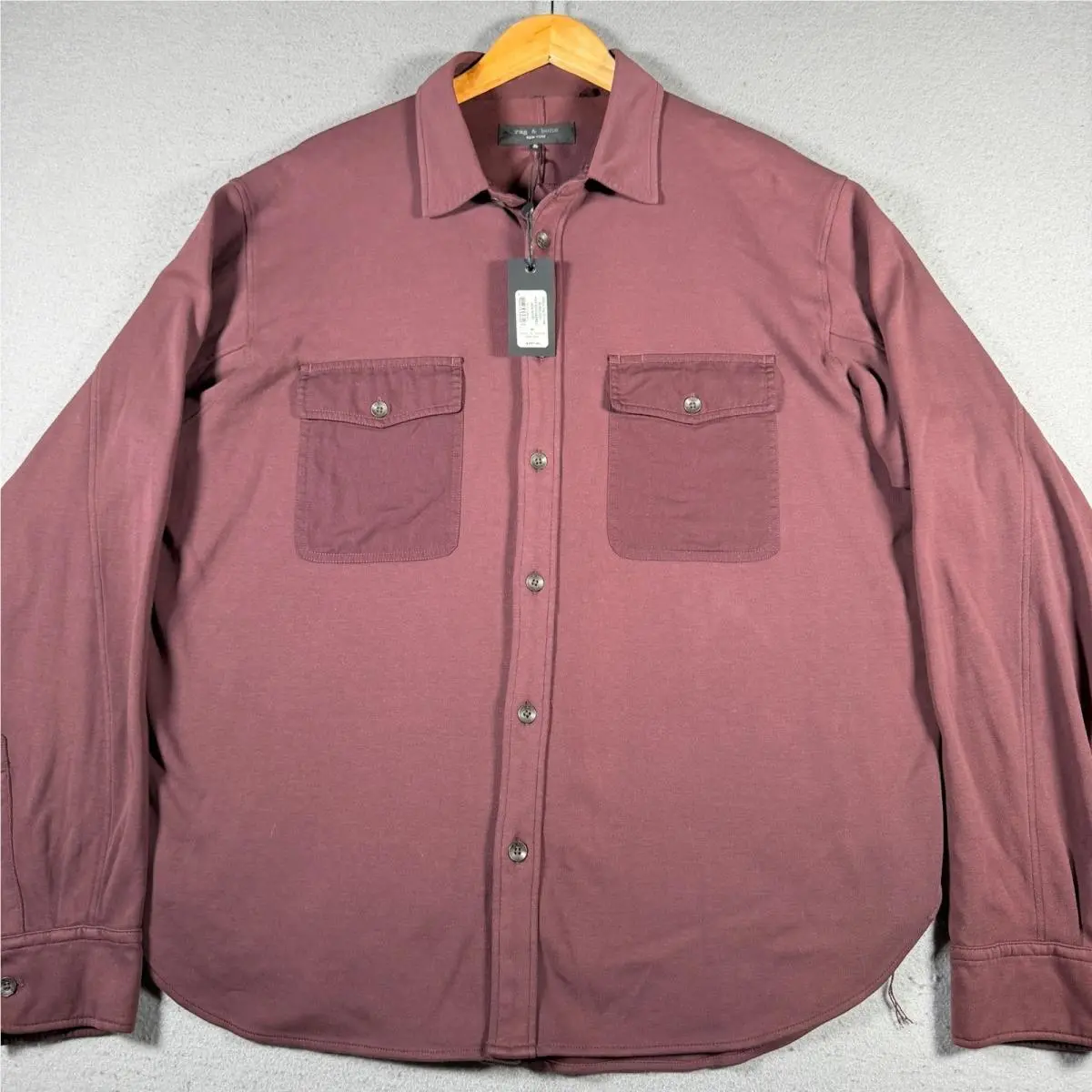 Rag Bone Burgundy Knit Engineered Jack Shirt MBW21HA157J1ML Mens XL