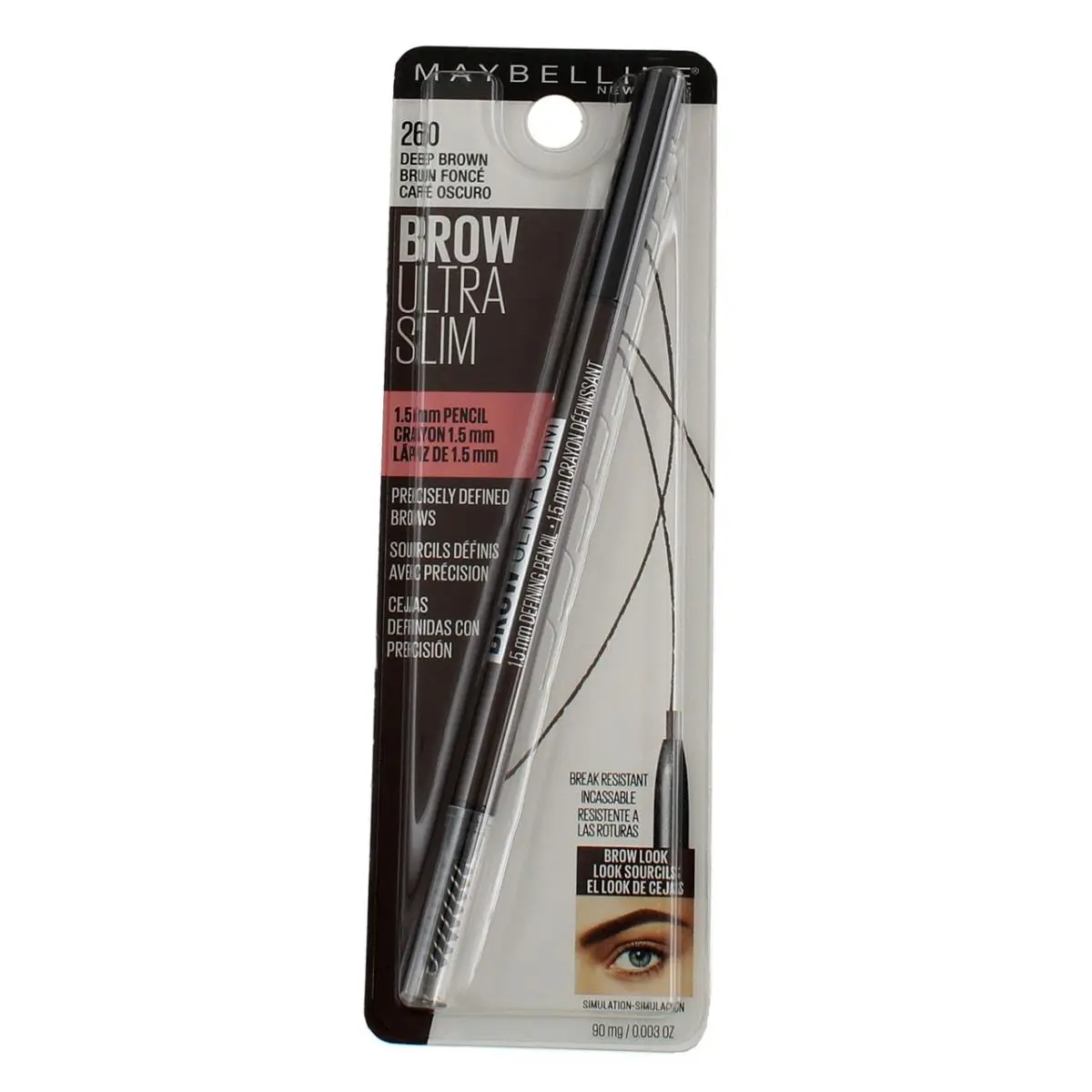 5 Pack Maybelline Brow Ultra Slim Eyebrow Definer Pencil Deep Brown 260