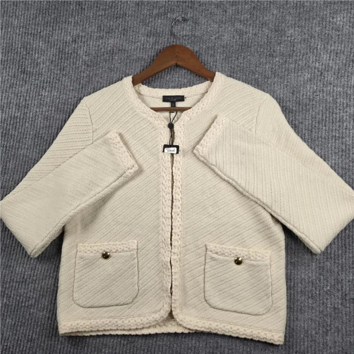 Rag Bone Claire Tailored Knit Cardigan Womens Small Cream Jacquard Jacket