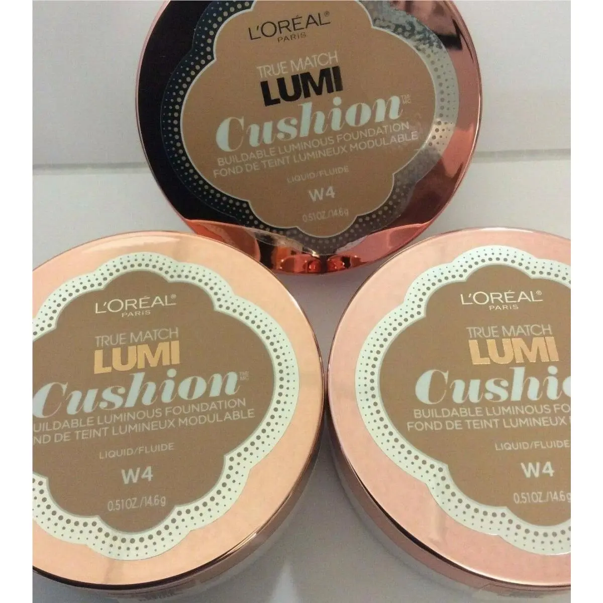 Lot of 3 - L`oreal True Match Lumi Buildable Cushion Foundation Natural Beige W4