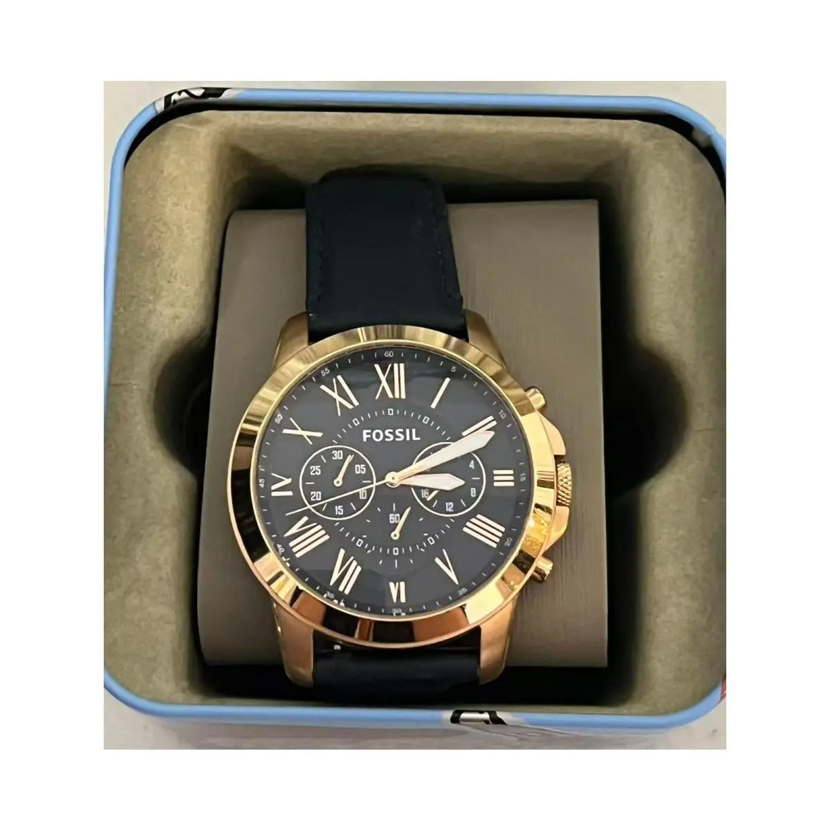 Fossil BQ2293 Chronograph Black Leather Strap Men`s Wrist Watch