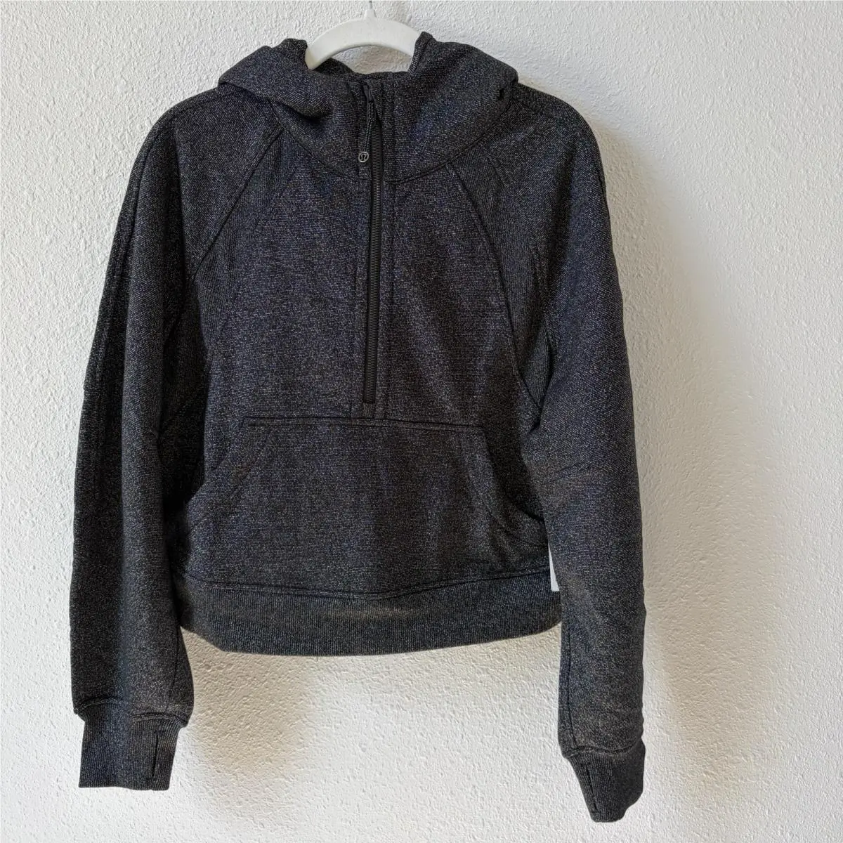 Lululemon Scuba Oversized Half Zip Hoodie Sparkle Black Silver Size XS Small