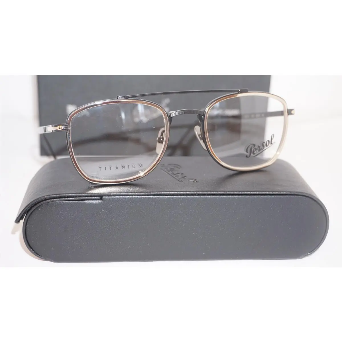 Eyeglasses Aviator Black Gold Demo Lens PO5005VT 8008 48 21 145 by Persol