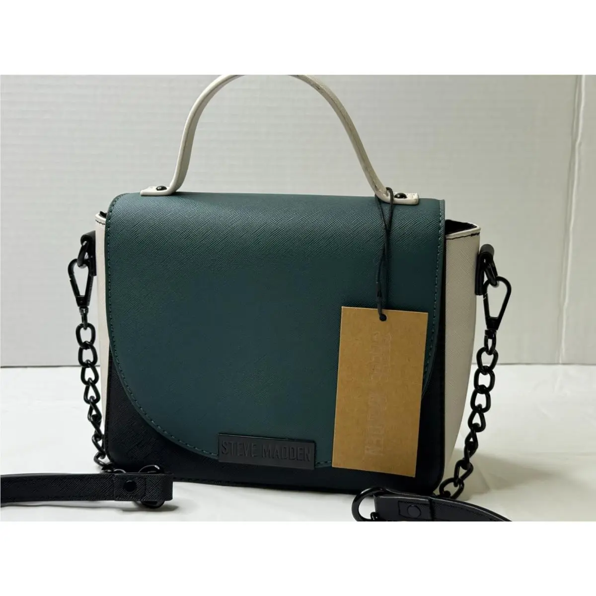 Steve Madden Purse Crossbody Bag Satchel Bmelodie White Black Emerald Green