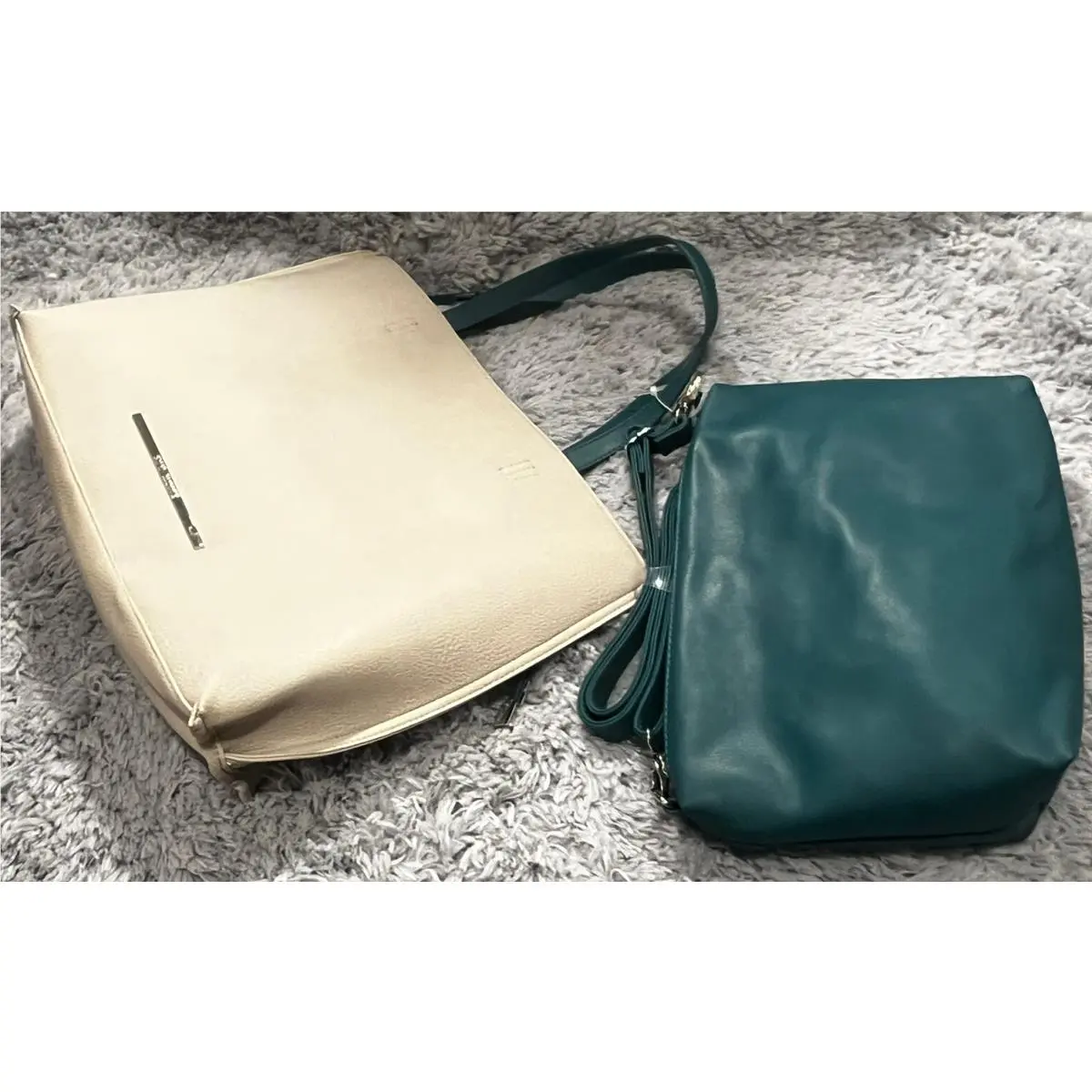 Bqueenie Bisque Taupe Teal Tote Bag Purse Set Classiccore by Steve Madden