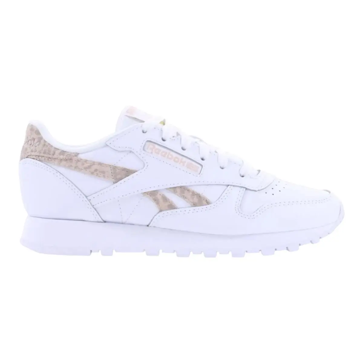 Reebok Classic Leather Shoe in White/pink Leather Women`s