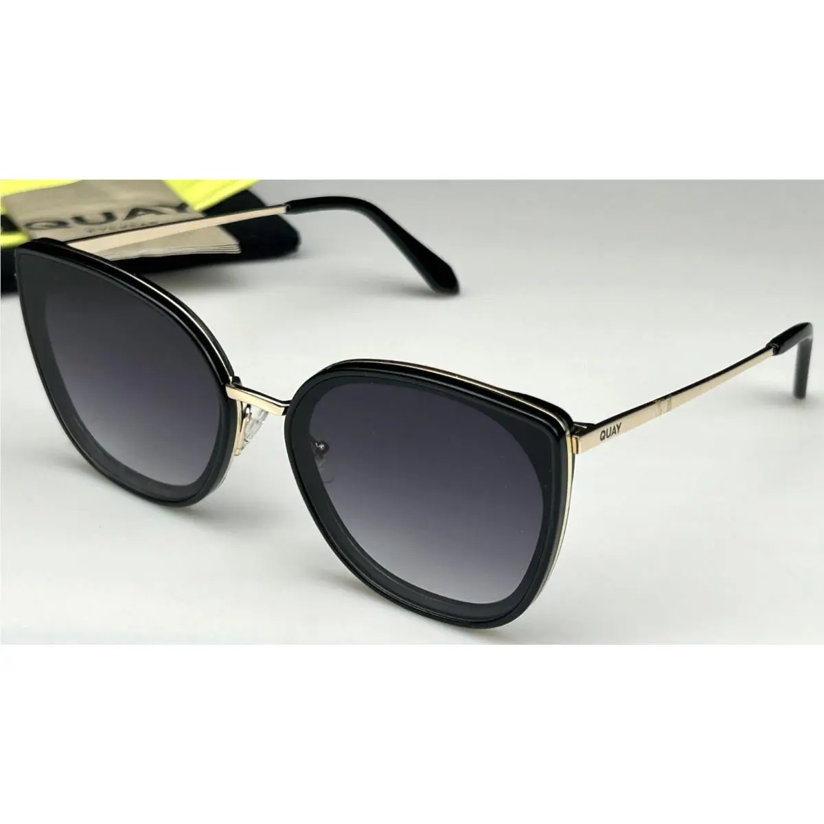 Quay Flat Out Sunglasses Women`s 62mm Black/gold Frame Gray Lens by QUAY