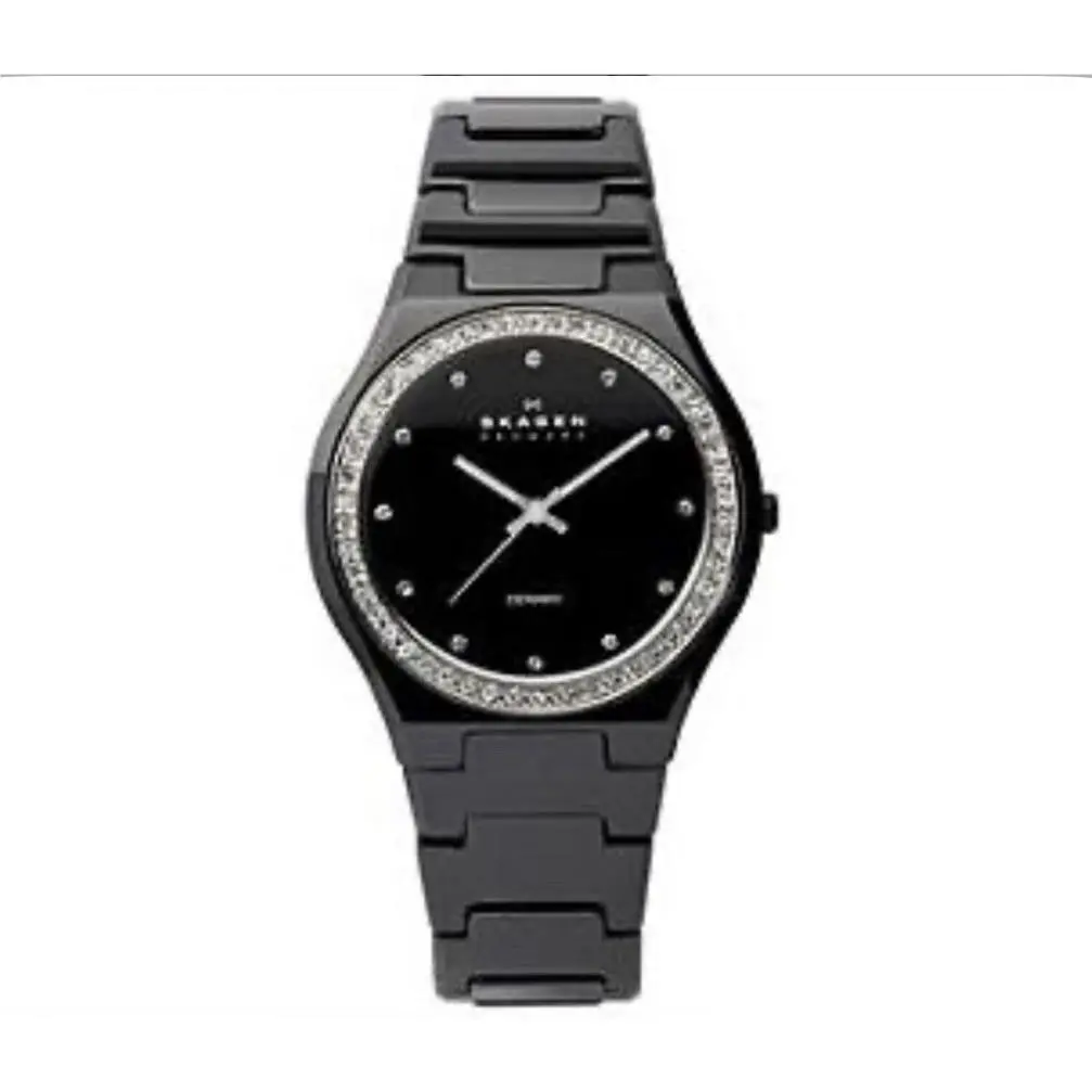 Ladies Skagen Ceramic Crystal Bezel Quartz 813LXBC Jeweled Bezel Jeweled Indices