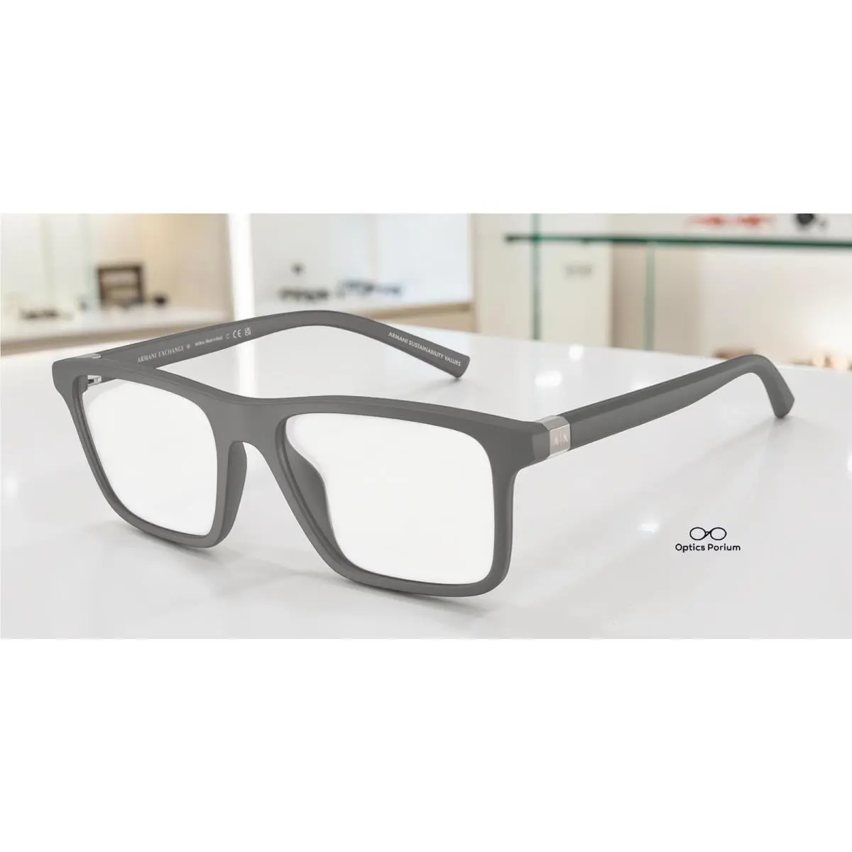 Armani Exchange AX3136U 8400 Matte Grey Demo Lens 55 mm Men`s Eyeglasses