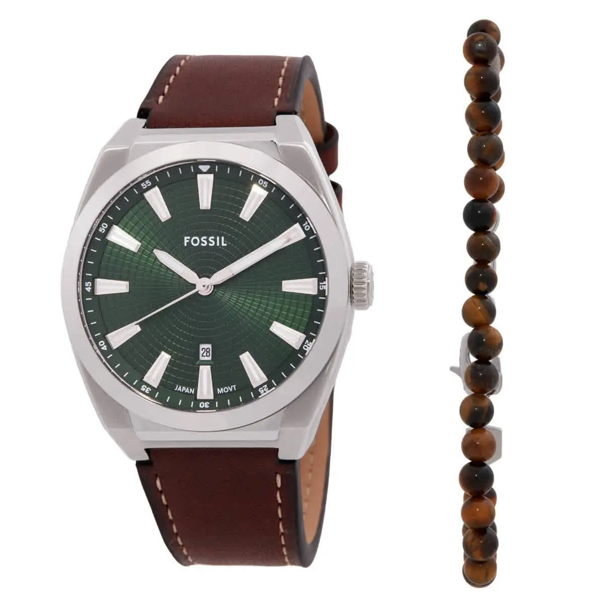 Fossil Everett Quartz Green Dial Men`s Watch Set FS6080SET