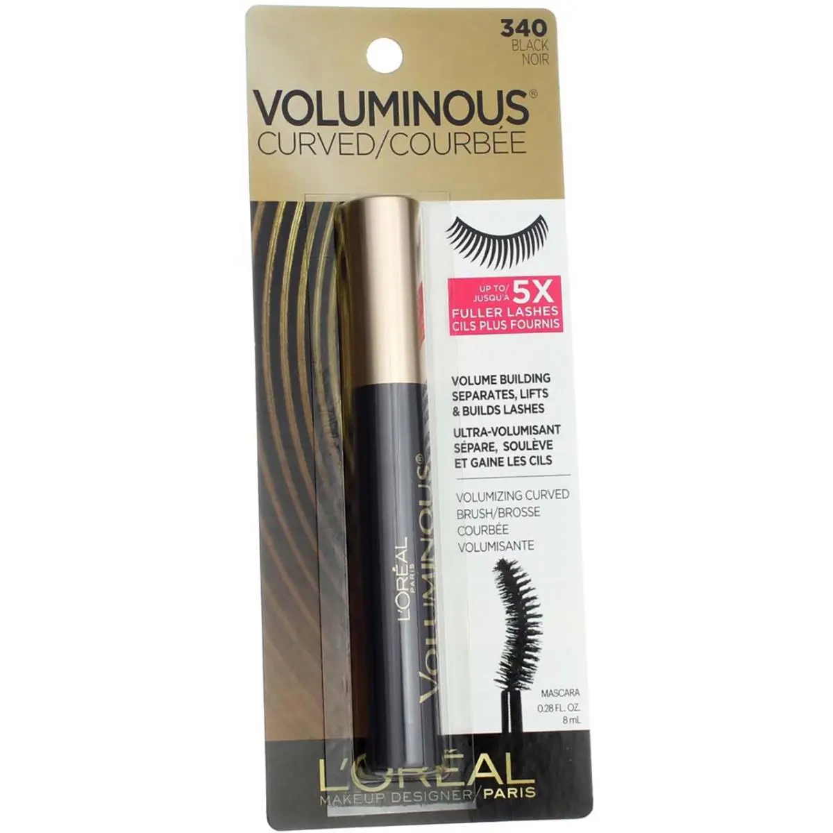 4 Pack L`oreal Paris Voluminous Curved Washable Mascara Black 340 0.28 fl oz