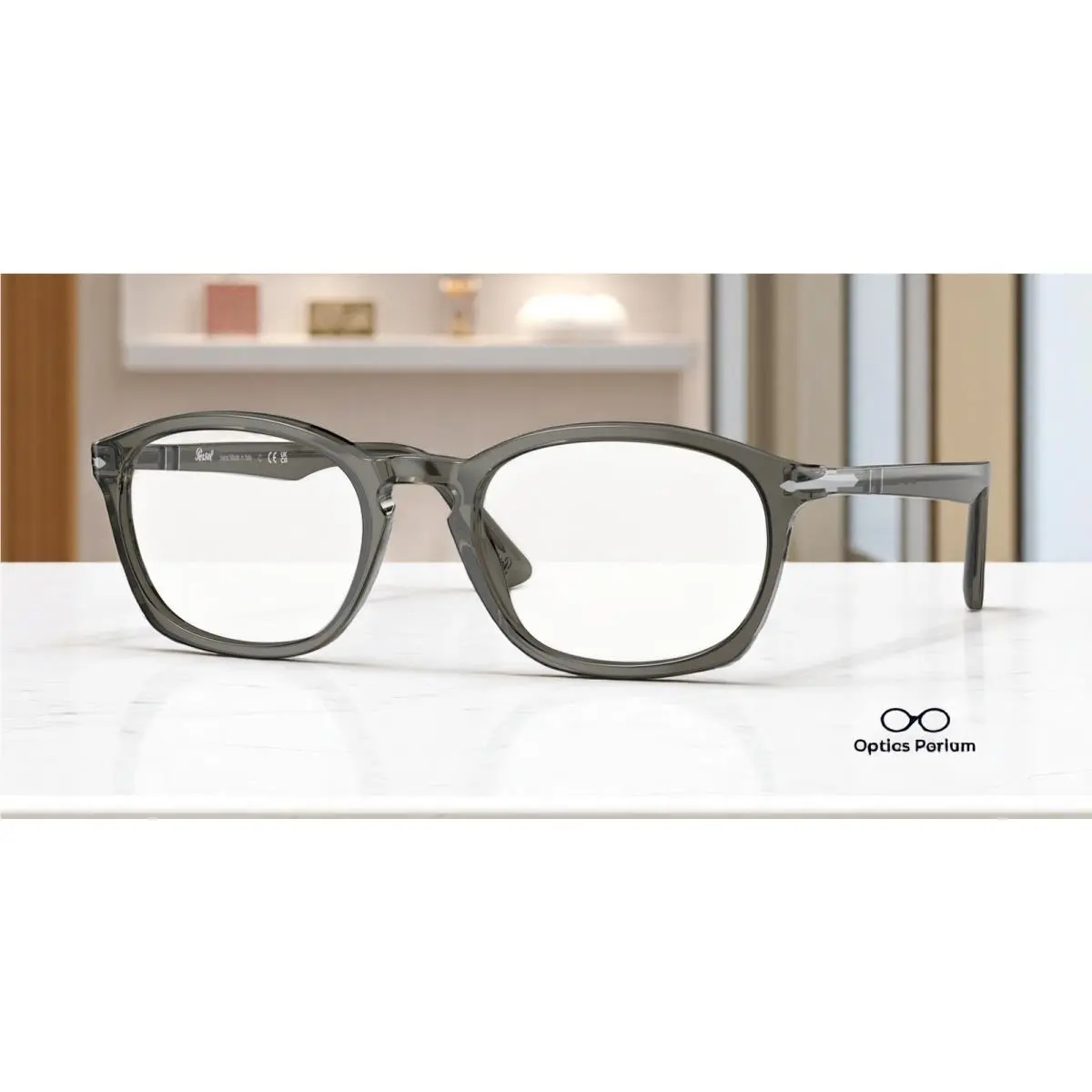 PO3303V 1103 Taupe Grey Transparent Demo Lens 53 mm Unisex Eyeglasses by Persol