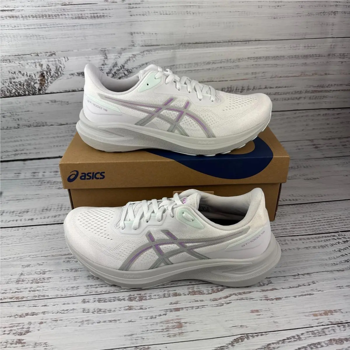 Asics GT-1000 13 Womens US 9 Running Shoes White Lavender Glow Purple