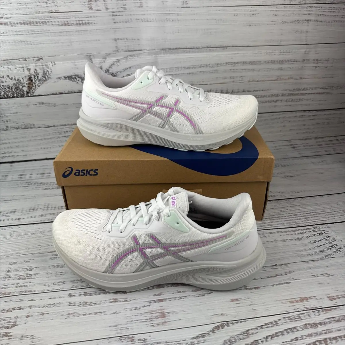 Asics GT-1000 13 Womens US 9 Running Shoes White Lavender Glow Purple