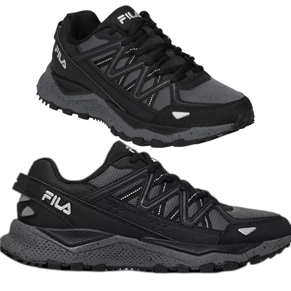 Fila Firetrail Evo Trail Mens Walking Shoes Size 9 Black Gray Lightweight