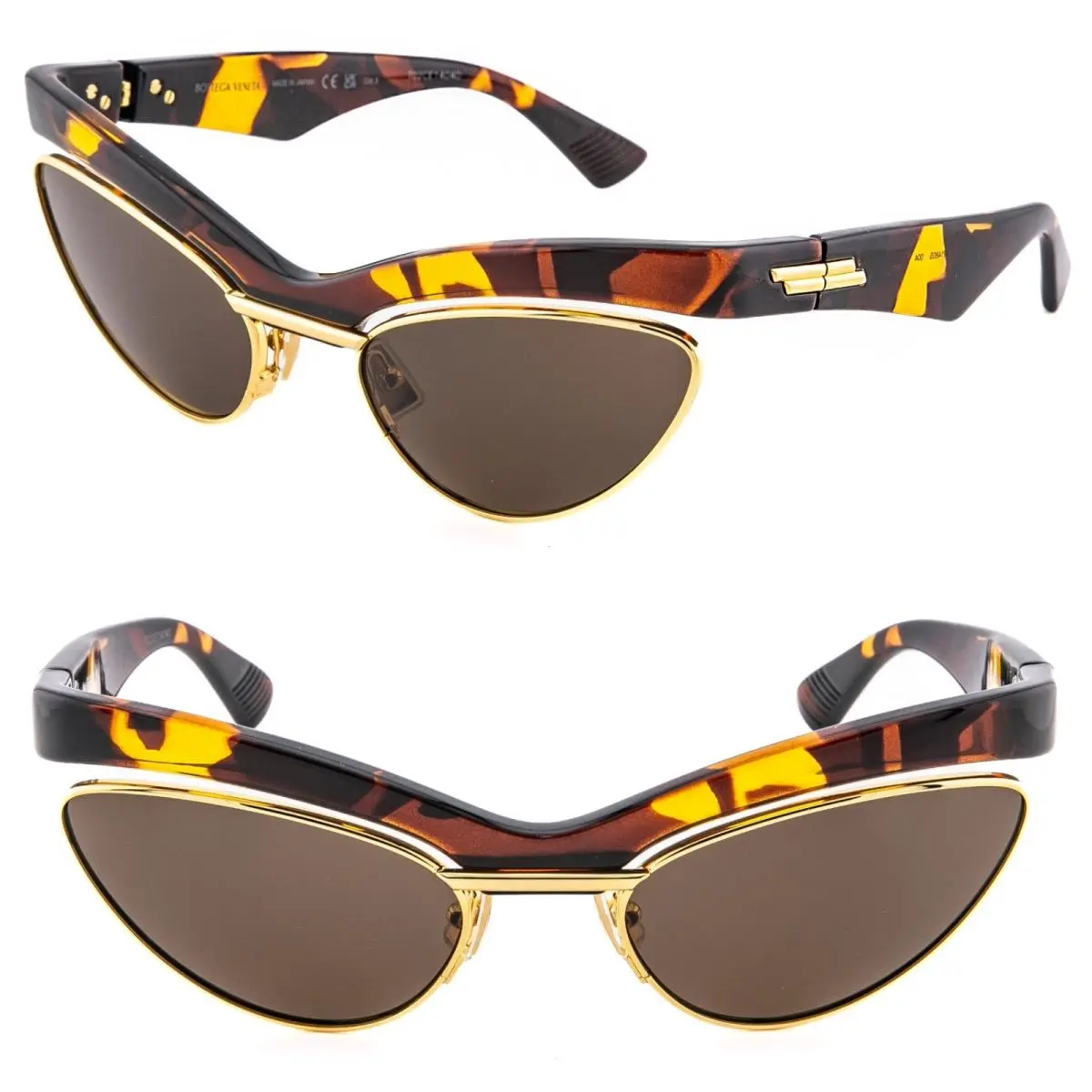 Bottega Veneta 1480 BV1480S Brown Havana Duo Angle Cat Ribbon Sunglasses 004