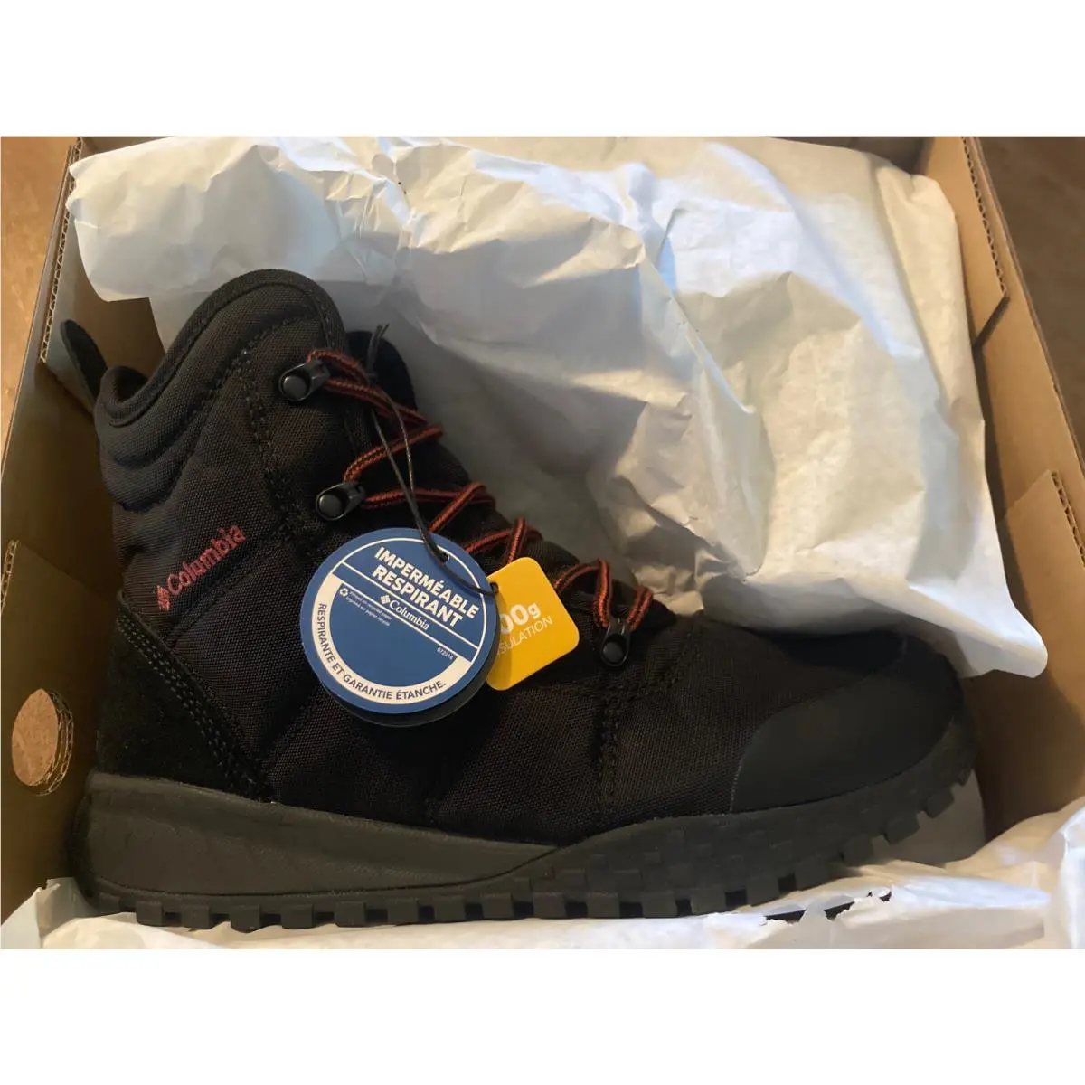 Columbia Men`s Fairbanks Omni-heat Winter Hiking Boot 7.5 D Black/rusty