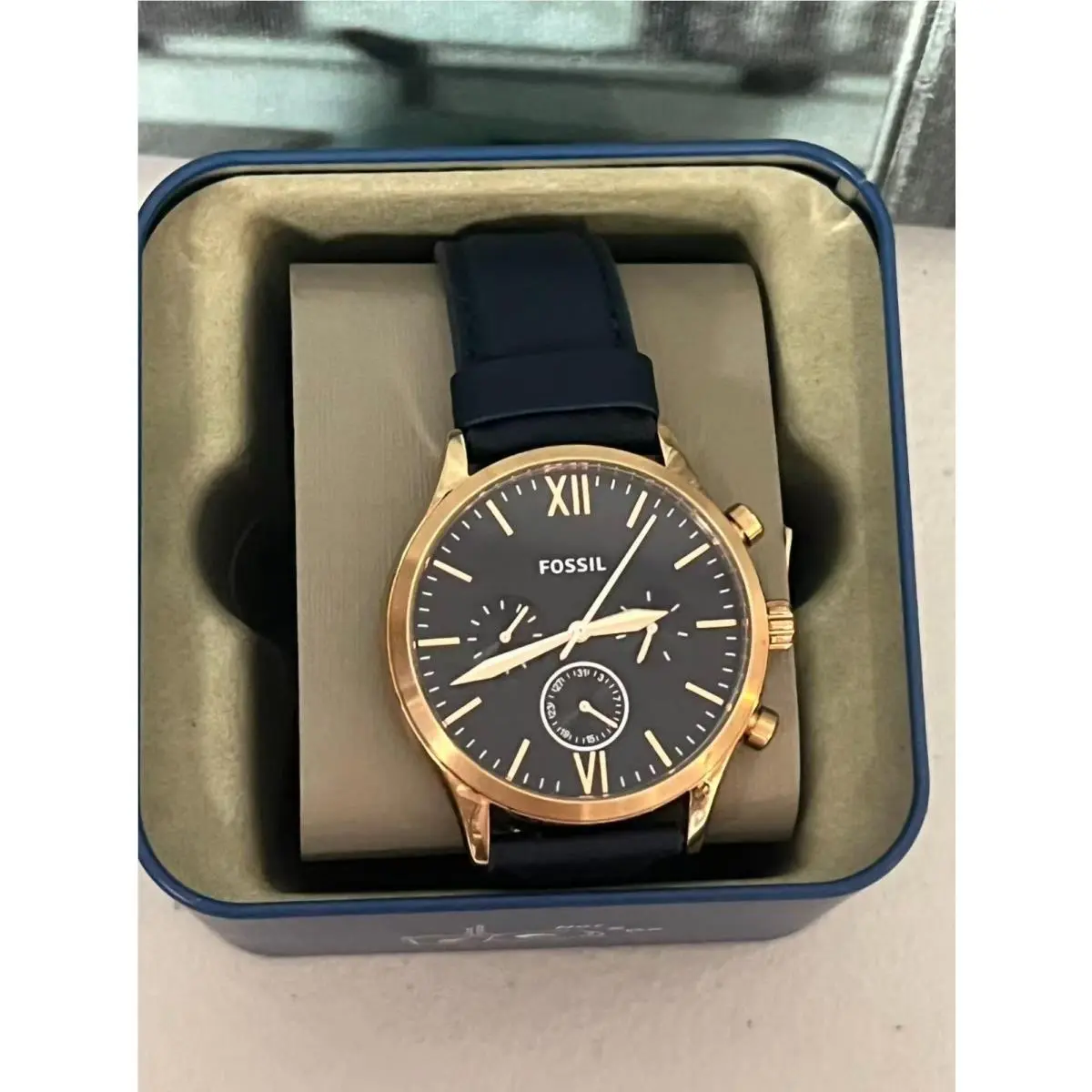 Fossil BQ2412 Fenmore Rose Gold Stainless Steel Men Dress Casual Leather Watch