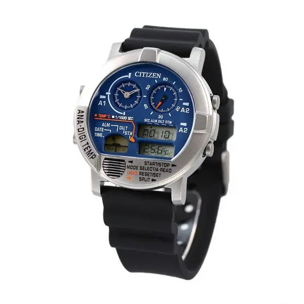 Citizen Record Label Analog Digital Blue Dial Men`s Watch JG0070-20L