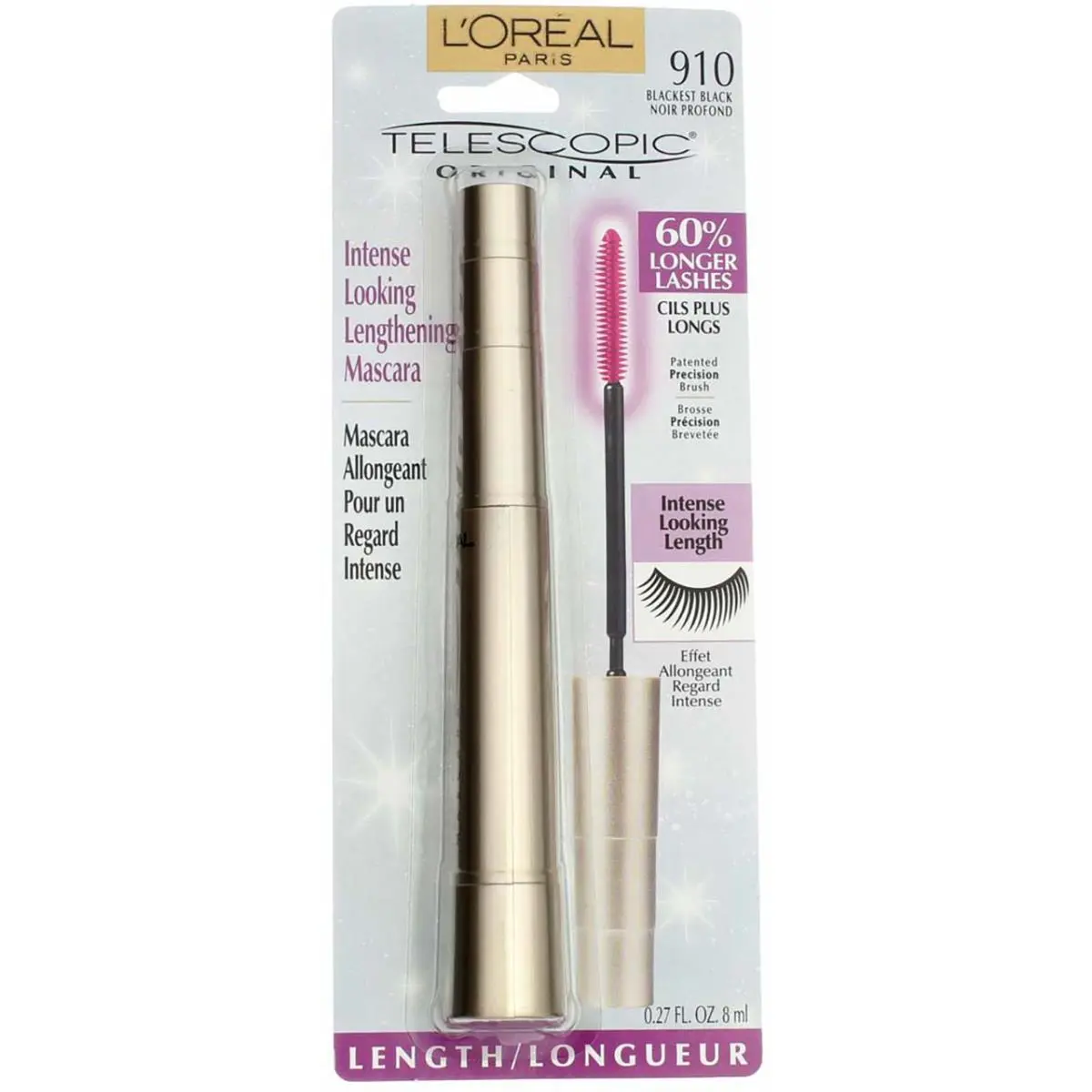 6 Pack L`oreal Paris Telescopic Mascara Blackest Black 910 0.27 fl oz