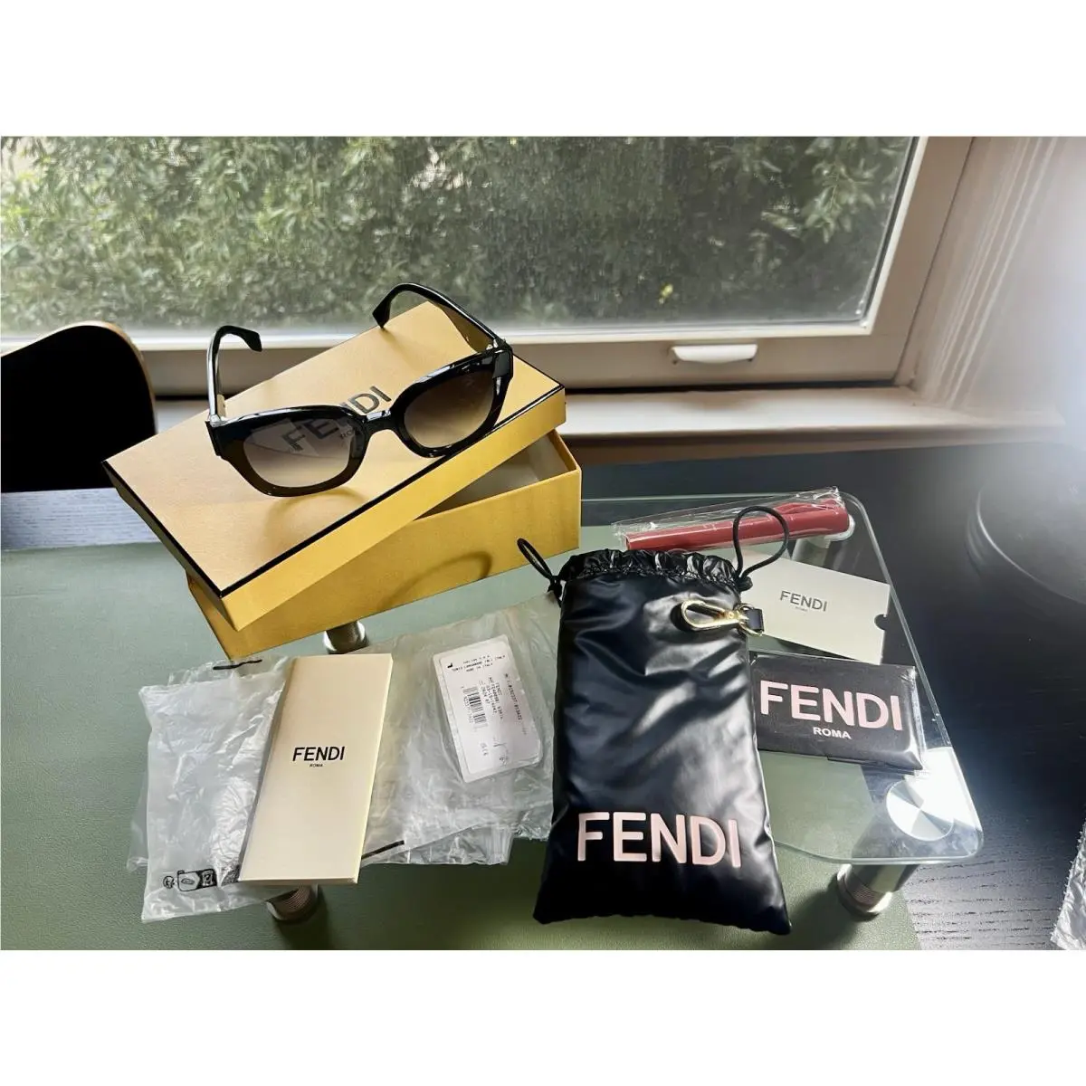 Womens Black Gold Sunglasses FE400981 W/ Box Packaging by Fendi