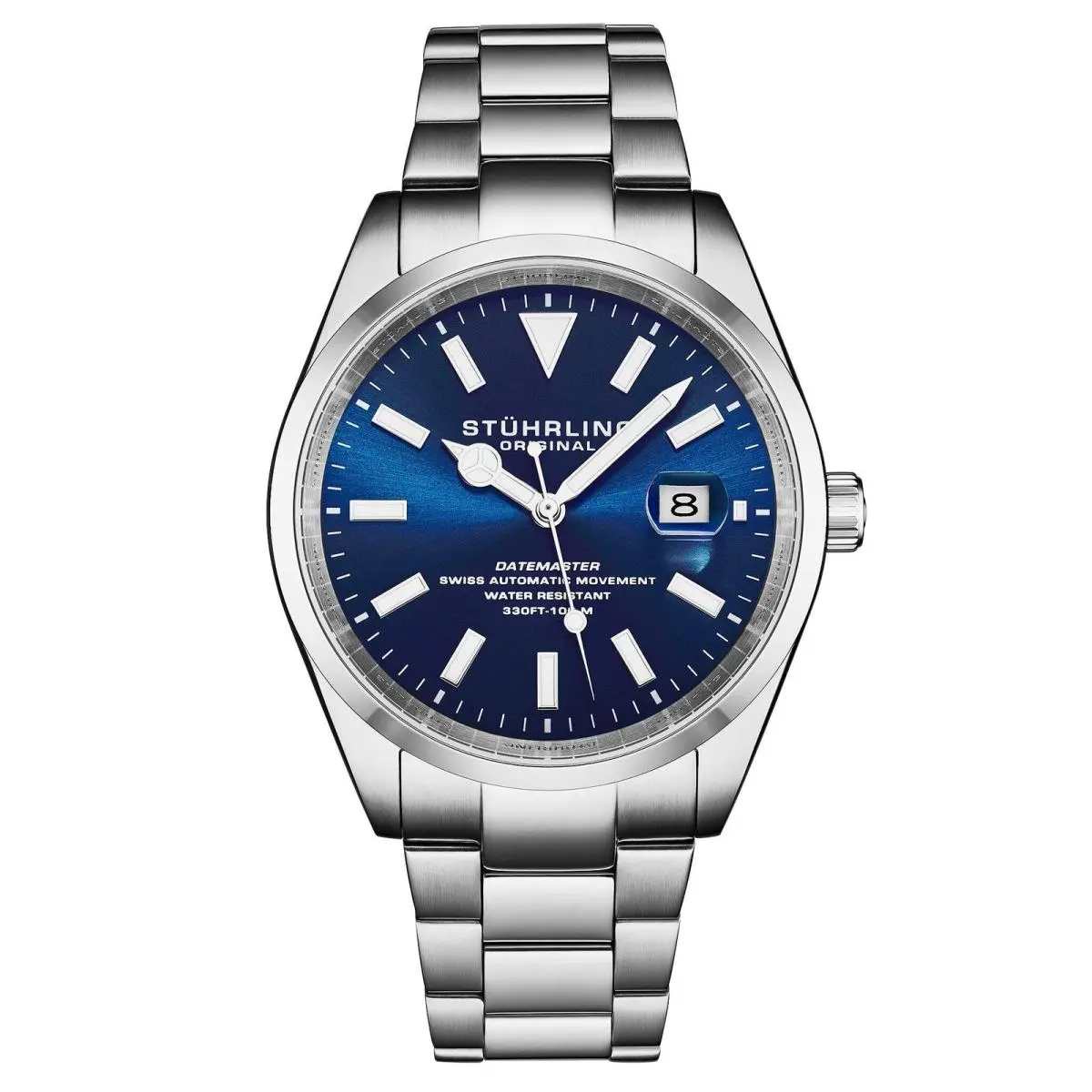 Stuhrling Datemaster Heritage Automatic Blue Sunray Dial/stainless Steel Bracelet Wristwat