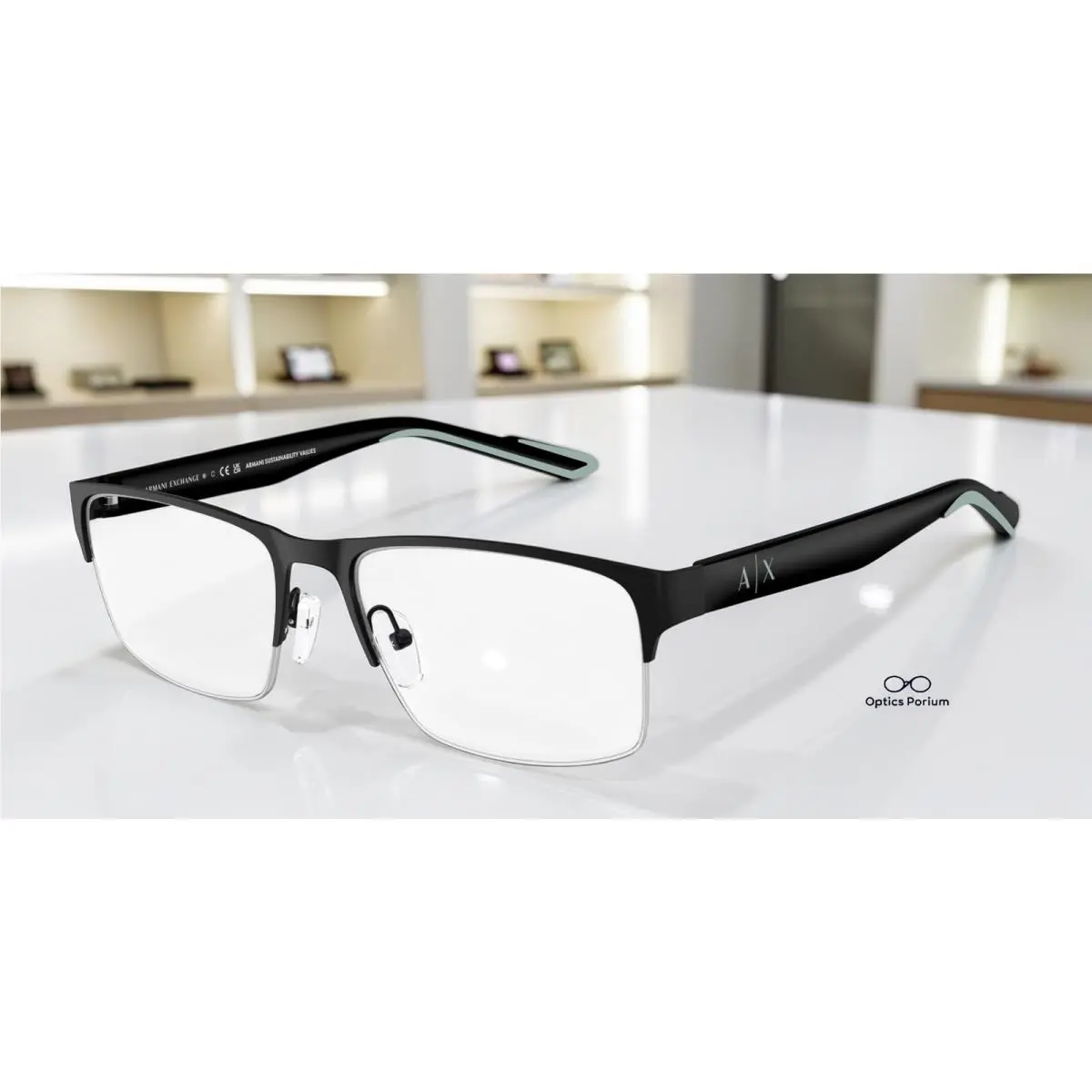Armani Exchange AX1068 6000 Matte Black Demo Lens 56 mm Men`s Eyeglasses