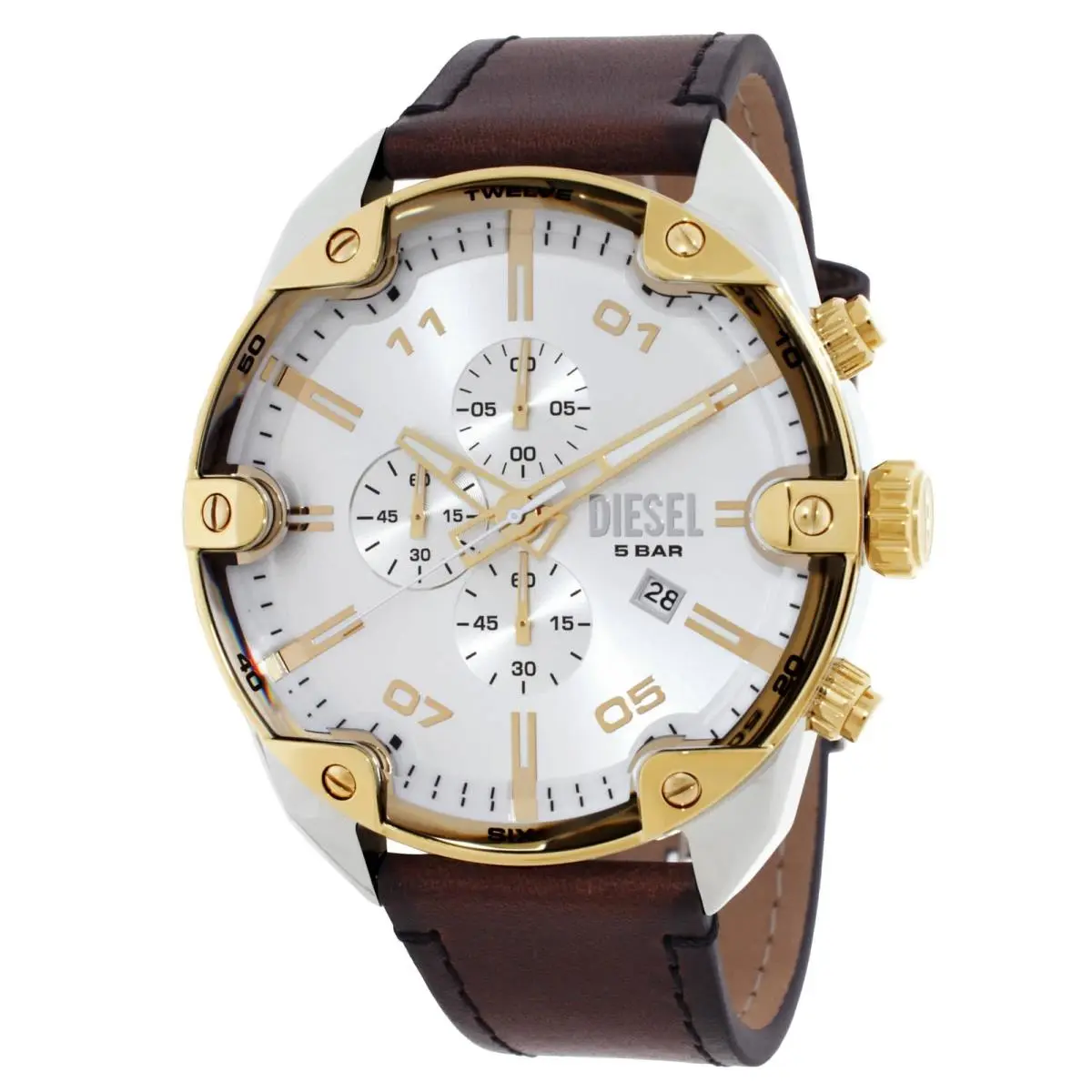 Spiked Chronograph Quartz Silver Dial Men`s Watch DZ4665 by Diesel